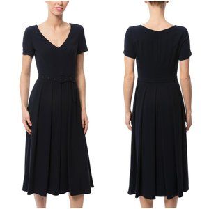 3/$20 Aspesi Navy Crepe Dress V-Neck Midi Italian